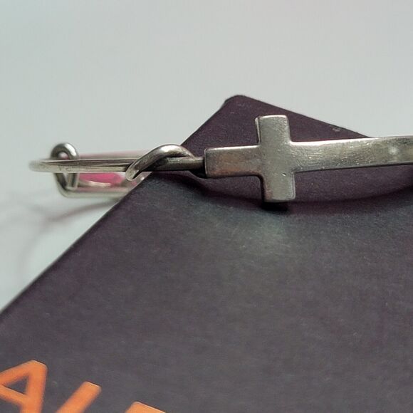 Alex And Ani Spiritual Protection Cross Wrap Charm Bangle Bracelet Silver - Picture 2 of 9